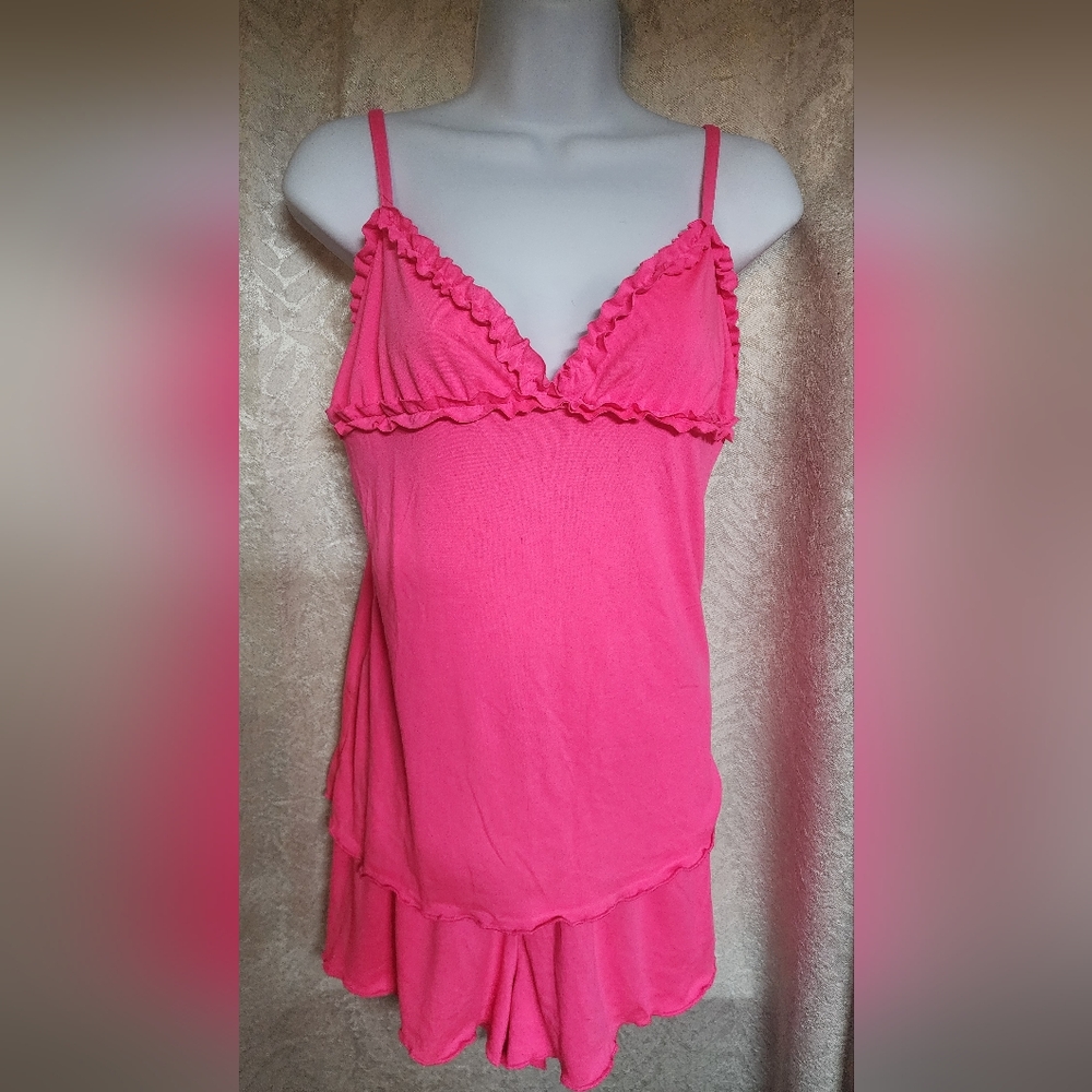 Rampage Pink Ruffle Trim Pajama Set
